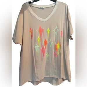 Coastal Bloom Beige Star Print Women's Top